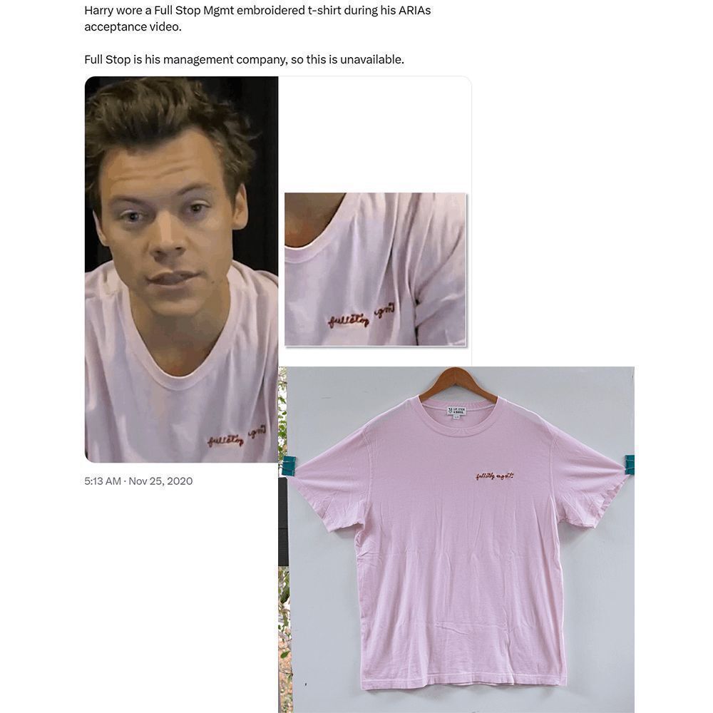 Harry Styles 2020 ARIA Awards Acceptance Speech Personal T-Shirt‎ Rare Merch